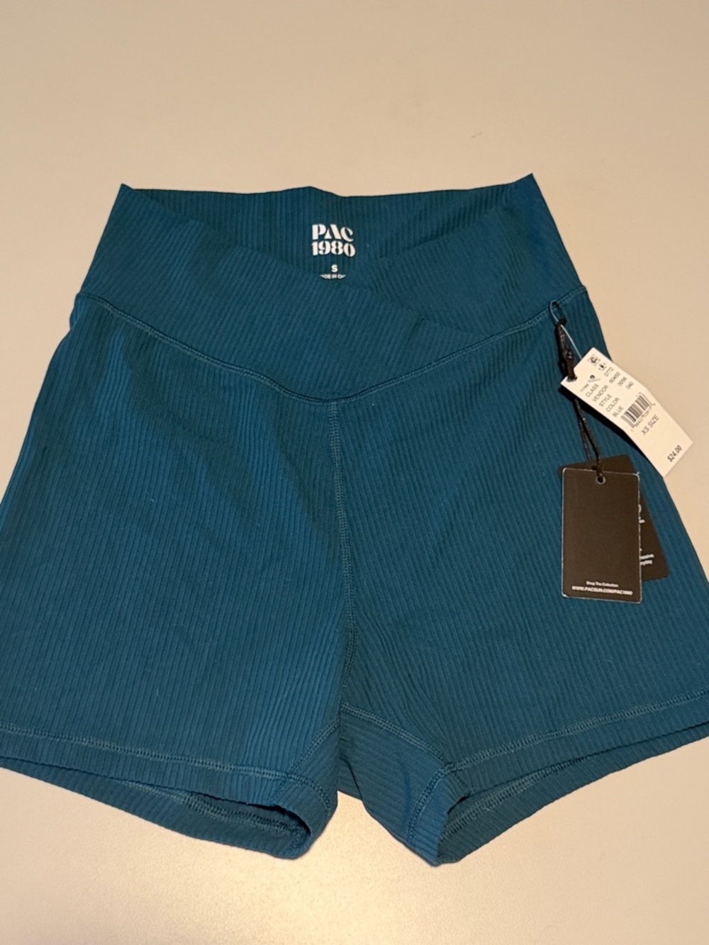 PacSun Teal Ribbed High-Rise Bike Shorts